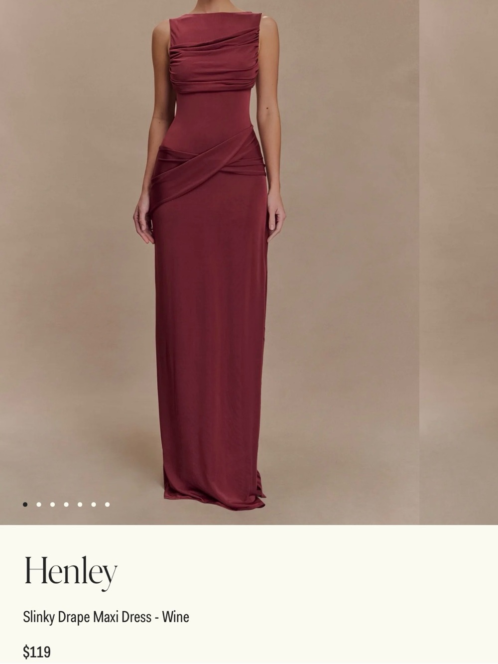 Meshki Slinky Drape Maxi Dress in Wine